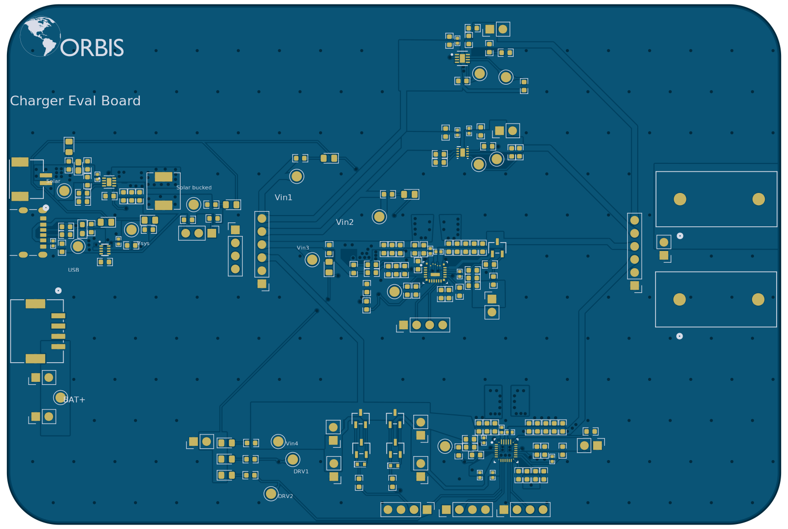Charger evaluation board, top view